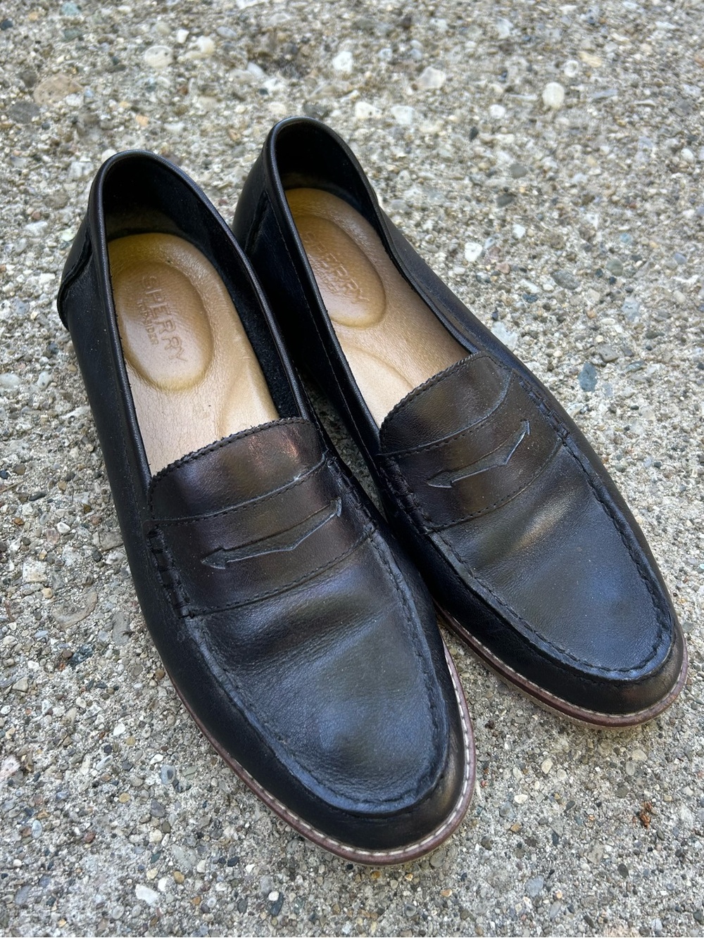 Sperry Black Leather Penny Loafers Womens Size 8
